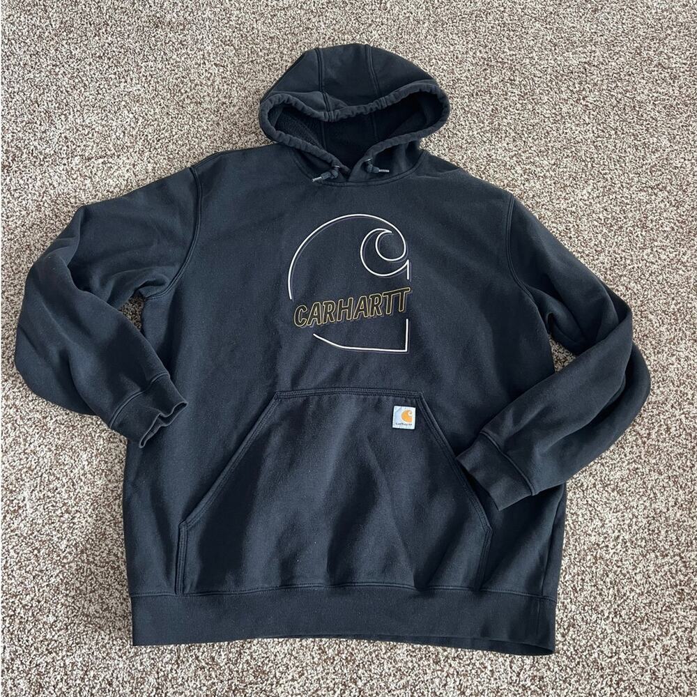 Carhartt Loose Fit Mid Weight Black Pullover Hoodie, Men's size XL